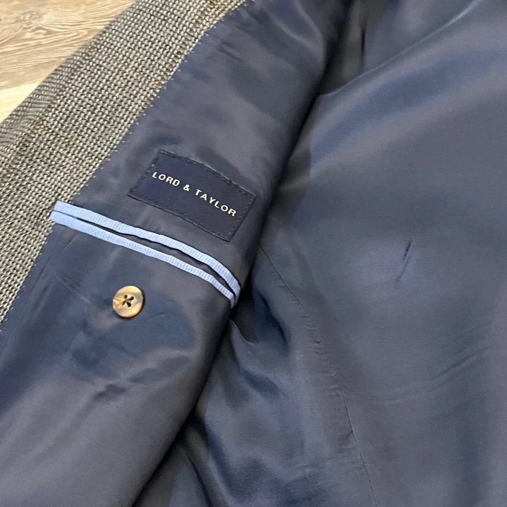 Lauren Ralph Lauren Men Wool Blazer 40R Sport Coat 3 Button‎ Windowpane Gray